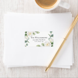 Weiße Blumen Elegante Hochzeits-Adresse Rücksendee Adressaufkleber
