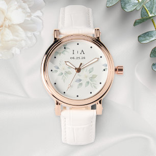 Weiße Blumen Elegante Personalisierte Namen des Pa Armbanduhr