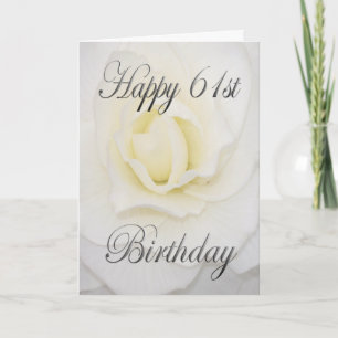 Weiße Blumen-glücklicher 61. Geburtstag Karte