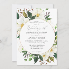 Weiße Blumen & Grün 1 Einladung zur Hochzeit