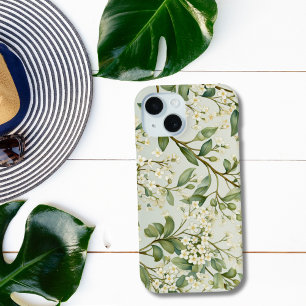 Weiße Blumen Grün Floral Wasserfarbe Case-Mate iPhone Hülle