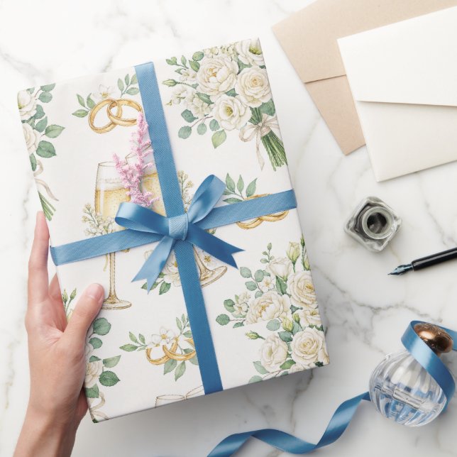 Weiße Blumen Grünzeug Hochzeitsgeschenk Verpackung Geschenkpapier (Schenken)