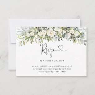 Weiße Blumen-Hochzeit Online-RSVP-Karte RSVP Karte