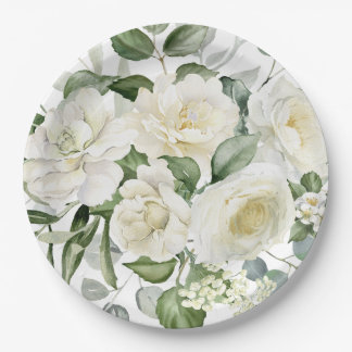 Weiße Blumen Hochzeit Vintage Elegant Pappteller