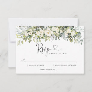 Weiße Blumen-Hochzeits-RSVP-Karte RSVP Karte