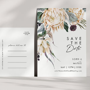Weiße Blumen Hochzeitsankündigung Postkarte