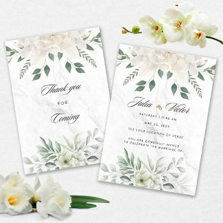 Weiße Blumen-Hochzeitseinladung Einladung