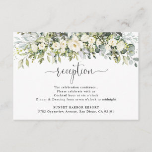 Weiße Blumen-Hochzeitsempfang-Beilagekarte  Begleitkarte