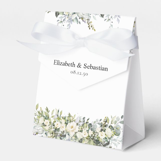 Weiße Blumen-Hochzeitsgeschenkbox Geschenkschachtel (Vorderseite)