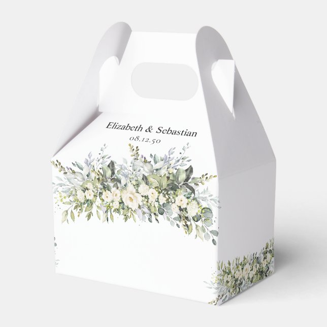 Weiße Blumen-Hochzeitsgeschenkbox Geschenkschachtel (Vorderseite)
