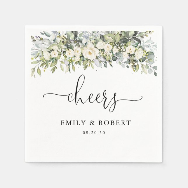 Weiße Blumen-Hochzeitsservietten Serviette (Vorderseite)