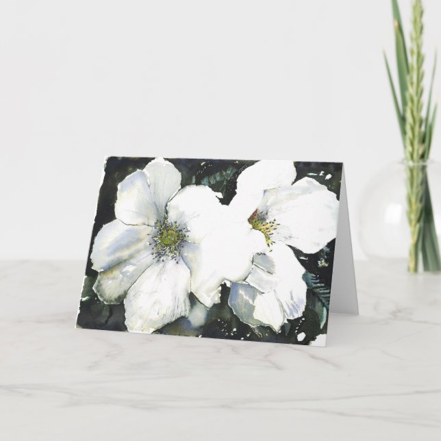 Weiße Blumen Karte (Vorderseite)