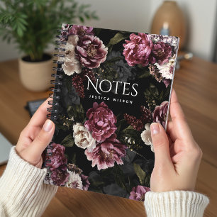 Weiße Blumen-Monogramm 'Moody Rose' Notizblock