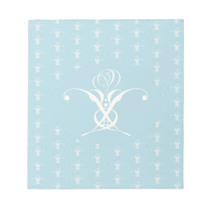 Weiße Blumen Pastell Blau Ostern Notizblock
