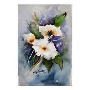 Weiße Blumen Poster