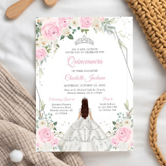 Weiße Blumen-Quinceanera-Mis-Quince-Einladung Einladung