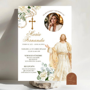 Weiße Blumen-Rosenkranz Katholisch Jesus Trauer Ei Einladung