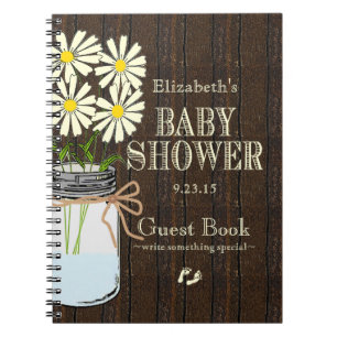 Weiße Blumen-rustikaler Land-Baby-DuscheGuestBook Notizblock