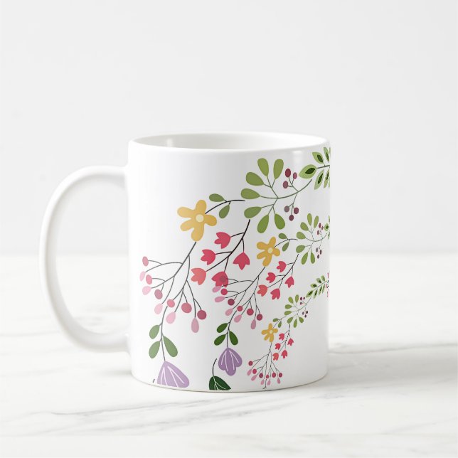 Weiße Blumendekoration Kaffeetasse (Links)