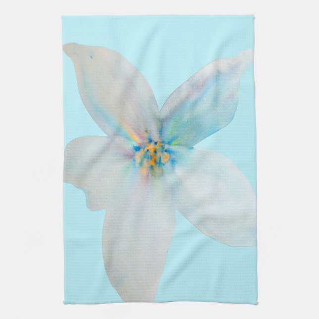 Weiße, blumenfarbene Blume Geschirrtuch (Vertikal)