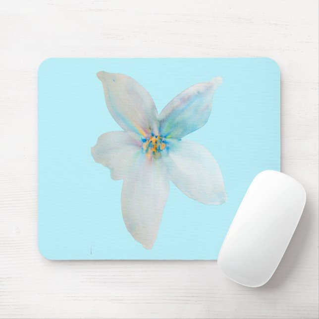 Weiße, blumenfarbene Blume Mousepad (Mit Mouse)