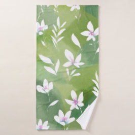 Weiße Blumenfelder | Elegante Frühlingsblumen  Badehandtuch