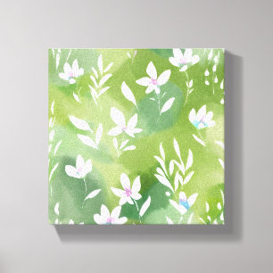 Weiße Blumenfelder   Elegante Frühlingsblumen  Leinwanddruck