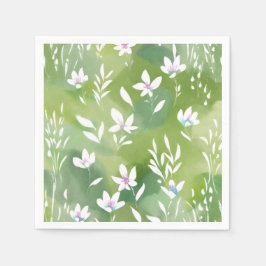 Weiße Blumenfelder | Elegante Frühlingsblumen Serviette