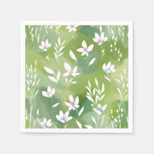 Weiße Blumenfelder   Elegante Frühlingsblumen  Serviette