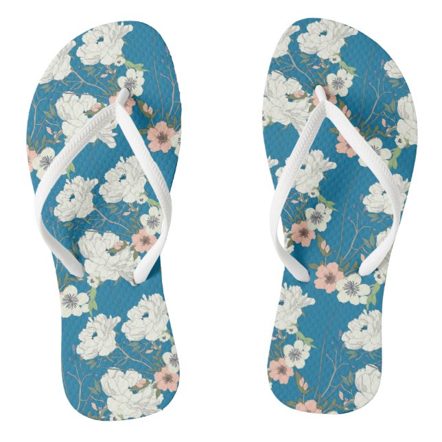 Weiße Blumengartenmuster Flip Flops (Fußbett)