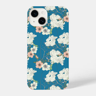 Weiße Blumengartenmuster iPhone 14 Hülle