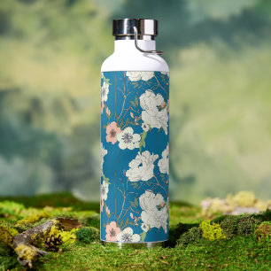 Weiße Blumengartenmuster Trinkflasche