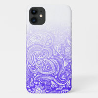 Weiße, blumengeschmückte Paisley mit blauen und we