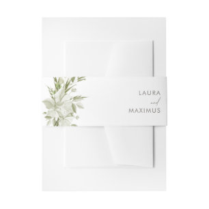 Weiße Blumengrün Hochzeit Einladungsbanderole