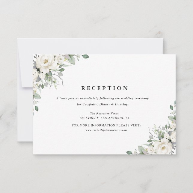 weiße Blumengrün Hochzeitskarte RSVP Karte (Vorderseite)