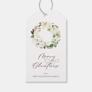 Weiße Blumengrün Kraut Weihnachtsgeschenke Tags Geschenkanhänger