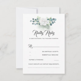Weiße Blumengrün Romantische Hochzeit RSVP Karte