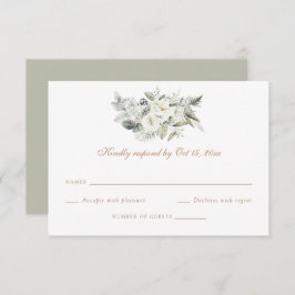 Weiße Blumengrün-Seite Hochzeit RSVP-Karte Einladung