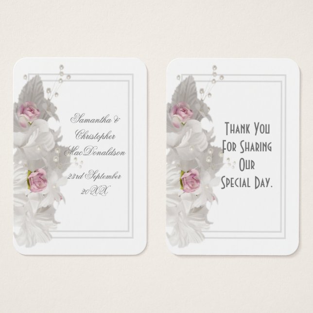 Weiße Blumenhochzeit danke (Vorne & Hinten)