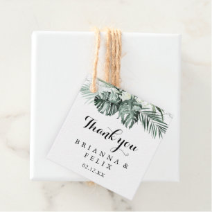 Weiße Blumenhochzeit im tropischen Grünen Geschenkanhänger
