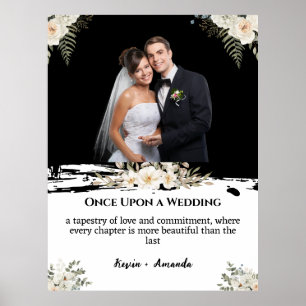Weiße Blumenhochzeit Personalisierter Name Poster