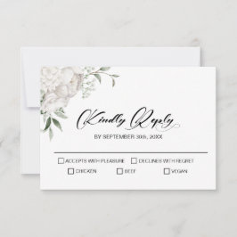 Weiße Blumenhochzeit RSVP Karte