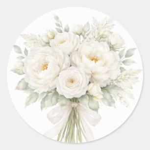 Weiße Blumenhochzeit Runder Aufkleber