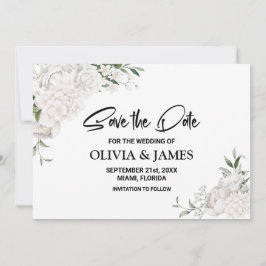 Weiße Blumenhochzeit Save The Date