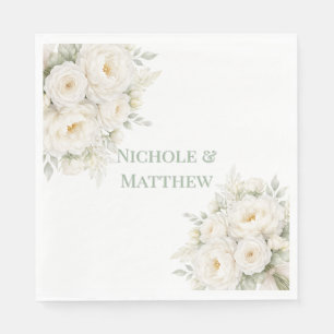 Weiße Blumenhochzeit Serviette