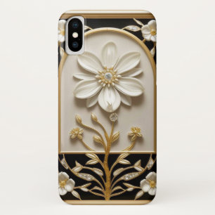 Weiße Blumenkunst mit luxuriösem Gold Case-Mate iPhone Hülle