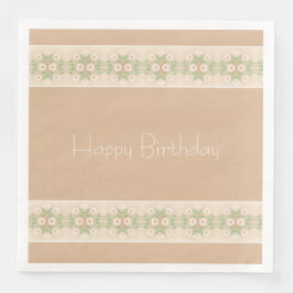 Weiße Blumenmuster mit Beige Serviette