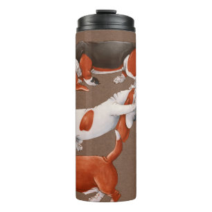 weiße Blumenmuster süße Design-Illustration vint Thermosbecher