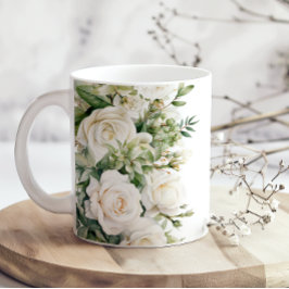 Weiße Blumenrosen Mutter Kaffeetasse