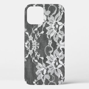 Weiße Blumenstickerei: schwarzer Hintergrund. Case-Mate iPhone Hülle